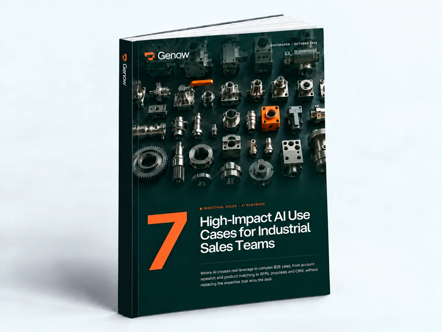 The whitepaper “7 High-Impact AI Use Cases for Industrial Sales Teams” as a printed booklet